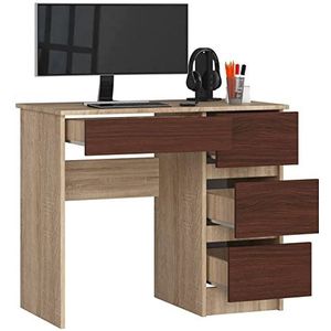 BDW Bureau Met 4 Laden - Speeltafel - Speelbureau - Computerbureau - Speeltafel - Speelbureau - Klein Bureau 90x77x50cm - Eiken Sonoma/Venga