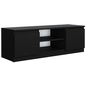 TV Kast Zwart Mat met 2 Planken en 2 deuren, 120 cm, TV-muebel, Lowboard, Televisietafel voor Televisie, Televisiekast, voor Woonkamer