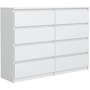 Commode met 8 laden - Wit Mat - 138,5x101,5x39 cm - Ladekast - Klassiek Cabinet - Kast voor Slaapkamer - Elegant Dressoir - Industrieel Chest of Drawers