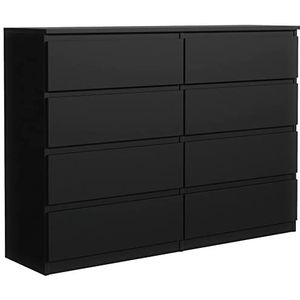 Commode met 8 laden - Zwart Mat - 120x101,5x39 cm - Ladekast - Klassiek Cabinet - Kast voor Slaapkamer - Elegant Dressoir - Industrieel Chest of Drawers