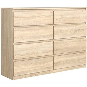 Commode met 8 laden - Sonoma Mat - 120x101,5x39 cm - Ladekast - Klassiek Cabinet - Kast voor Slaapkamer - Elegant Dressoir - Industrieel Chest of Drawers