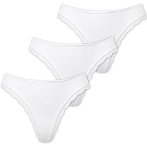 Marilyn Infinity String pop van katoen met kanten zoom, wit, M, Wit