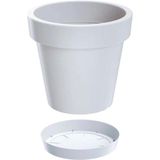 Basic plantenpot/bloempot kunststof dia 20/hoogte 18 parel wit voor binnen/buiten