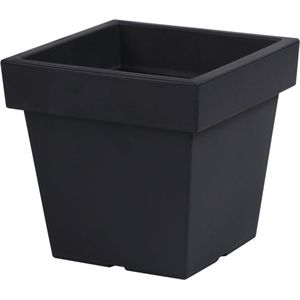 1x Kunststof vierkante bloempotten/plantenpotten 24 cm antraciet - Bloempotten voor binnen en buiten