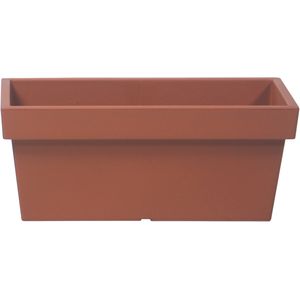 Plantenbak/bloembak terras/balkon - kunststof - 58 x 26 x 22 cm - steenrood - Plantenpotten