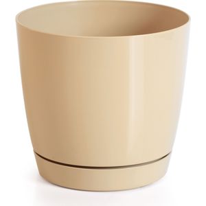 Plantenpot/bloempot kunststof glanzend mat goud dia 13.5 x hoogte 12.5 cm