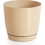 Plantenpot/bloempot kunststof glanzend mat goud dia 18 x hoogte 16.5 cm - Plantenpotten