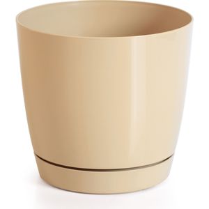Plantenpot/bloempot kunststof rond glanzend mat goud dia 28 x hoogte 26 cm voor binnen/buiten