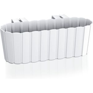 Balkon plantenbak/bloembak - met haken - kunststof - rechthoekige - wit - 38 cm - Tuin decoraties