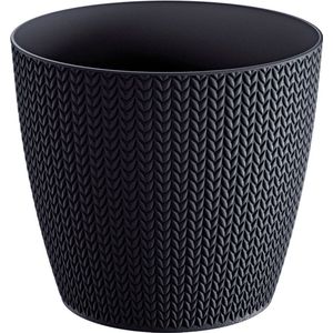 Prosperplast Plantenpot - antraciet - kunststof - D26 x H23 cm - Stijlvol - buiten/binnen