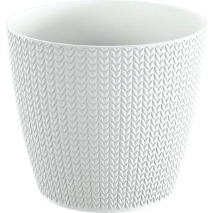 Plantenpot voor buiten - parel wit - kunststof - D26 x H23 cm - Stijlvol