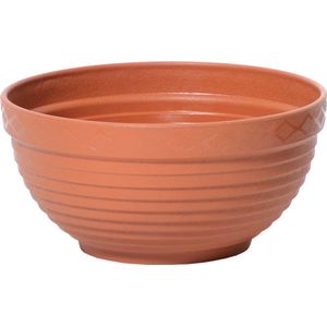 Tafelstuk plantenpot/bloempot kunststof dia 26 cm en hoogte 11 cm in het terra cotta voor binnen/buiten