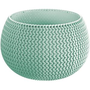 Plantenpot/bloempot kunststof dia 14.5 cm en hoogte 11 cm mintgroen