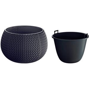 1x Ronde antraciet Splofy kunststof bloempotten/plantenpotten 2,3 liter - 18 cm - binnen/buiten decoratie