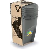 Set van 3x kunststof afvalscheidingsbakken grijs van 35 liter - Scheidingsprullenbakken