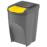 Set van 3x kunststof afvalscheidingsbakken grijs van 35 liter - Scheidingsprullenbakken