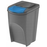 Set van 3x kunststof afvalscheidingsbakken grijs van 35 liter - Scheidingsprullenbakken