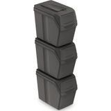 Prosperplast Afvalscheidingprullenbakken - 3-delig - grijs - 20 L per unit - prullenbak - afval scheiden