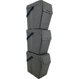 Set van 3 stuks kunststof afvalscheidingsbakken grijs van 25 liter - Scheidingsprullenbakken