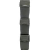 Set van 3 stuks kunststof afvalscheidingsbakken grijs van 25 liter - Scheidingsprullenbakken