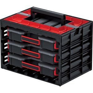 Kistenberg Assortimentsdoos set gereedschapskoffer sorteerbox kleine onderdelen magazijn (inclusief 3 x assortimentsdozen met inzetstuk, comfortabele handgreep, wandmontage, stapelbaar, 415 x 290 x