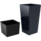 Prosperplast bloempot/plantenpot Urbi met binnenpot antraciet 24 x Kunststof