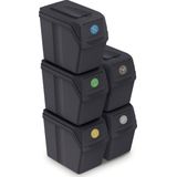 Set van 5x kunststof afvalscheidingsbakken antraciet/donkergrijs van 20 liter - Scheidingsprullenbakken