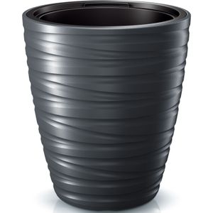 Prosperplast Plantenpot/bloempot Amazing - buiten/binnen - kunststof - antraciet - D37 x H42 cm - met binnenpot