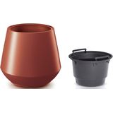 Prosperplast Plantenpot/bloempot Sevilla - buiten/binnen - kunststof - koper - D40 x H35 cm - met binnenpot