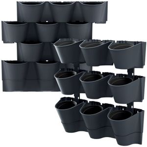 Vertikale Macetero Prosperplast Kaskadenwand aus Kunststoff in Anthrazitfarbe 67 (Länge) x 17,7 (Breite) x 57 (hoch) cm