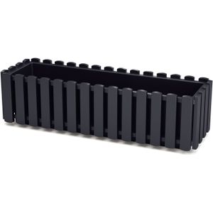 Prosperplast Plantenbak/bloembak Fence look - kunststof - antraciet - 58 x 18 x 16 cm