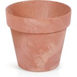 Kunststof bloempotten betonlook 25 cm terracotta - Bloempotten/plantenpotten voor binnen en buiten