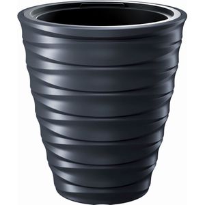 Prosperplast Plantenpot/bloempot Design Waves - buiten/binnen - kunststof - antraciet - 38 x 38 cm