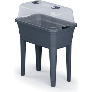 Hoge tuinman met dek Prospeplast Rust Planter Ecoline Plastic in antraciet kleur 59.6 x 36,8 x 75,3 cm