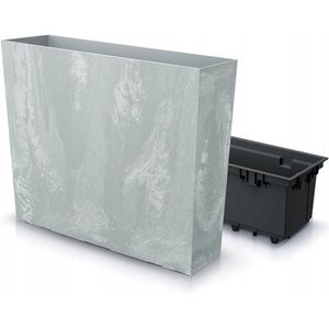 Prosperplast Urbi Case Toren-plantenbak met betoneffect, plantenbak met binnenpot, plantenbak, bloembak voor binnen en buiten, rechthoekig, kunststof, 58 x 18 x 49,8 cm, betoneffect