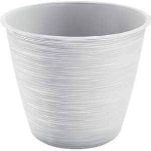 Prosperplast Plantenpot/bloempot Paintstripe - kunststof - wit - 25 x 30 cm - binnen/buiten