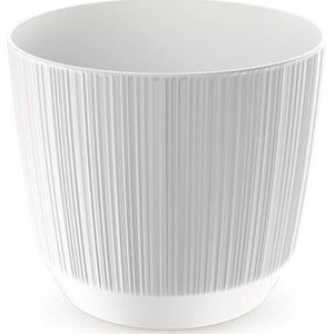 Prosperplast Plantenpot - stripe - wit - kunststof - D13xH11 cm - voor binnen/buiten