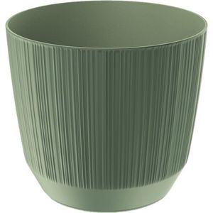 Prosperplast Plantenpot - stripe - olijfgroen - kunststof - D15xH13 cm - voor binnen/buiten