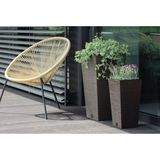 Prosperplast Plantenpot/bloempot - buiten - kunststof - creme wit - Eco wood look - D20 x H38 cm