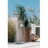 Plantenpot/bloempot - voor buiten - kunststof - lichtbruin - Eco wood look - D26 x H50 cm
