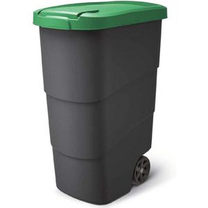 Prosperplast - Wheeler - Grote Afvalbak met wielen 90L - Groen / Kunststof