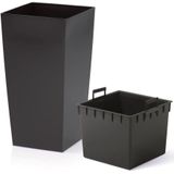 Prosperplast bloempot/plantenpot Urbi met binnenpot - antraciet - 32 x 32 x 61 cm - Kunststof