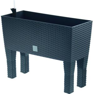 Prosperplast Bloembak/plantenbak op poten Rato - met irrigatiesysteem - antraciet - 60 x 25 x 46 cm