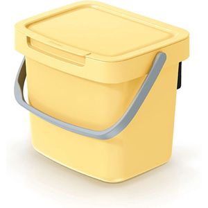 GFT aanrecht afvalbakje - geel - 3L - afsluitbaar - 19 x 17 x 15 cm - klepje/hengsel - Prullenbakken