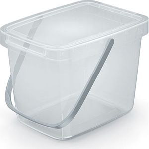 GFT aanrecht afvalbakje - transparant - 6L - afsluitbaar - 20 x 26 x 20 cm - klepje/hengsel - Prullenbakken