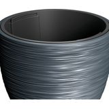 Prosperplast Plantenpot/bloempot Furu Stripes - buiten/binnen - kunststof - antraciet - D30 x H30 cm - Met binnenpot