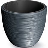 Prosperplast Plantenpot/bloempot Furu Stripes - buiten/binnen - kunststof - antraciet - D30 x H30 cm - Met binnenpot