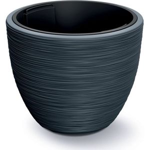 Prosperplast Plantenpot/bloempot Furu Stripes - buiten/binnen - kunststof - antraciet - D47 x H47 cm