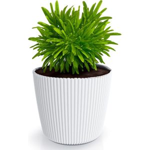 Prosperplast Plantenpot/bloempot Buckingham - buiten/binnen - design kunststof - ivoor wit - D17 x H15 cm