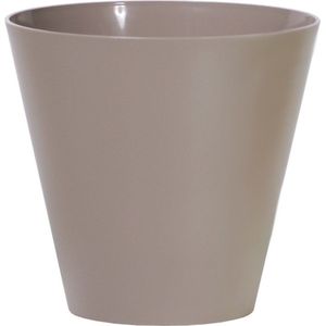 Plantenpot/bloempot kunststof dia 20cm en hoogte 19 cm taupe/beige voor binnen/buiten - Glad strak model